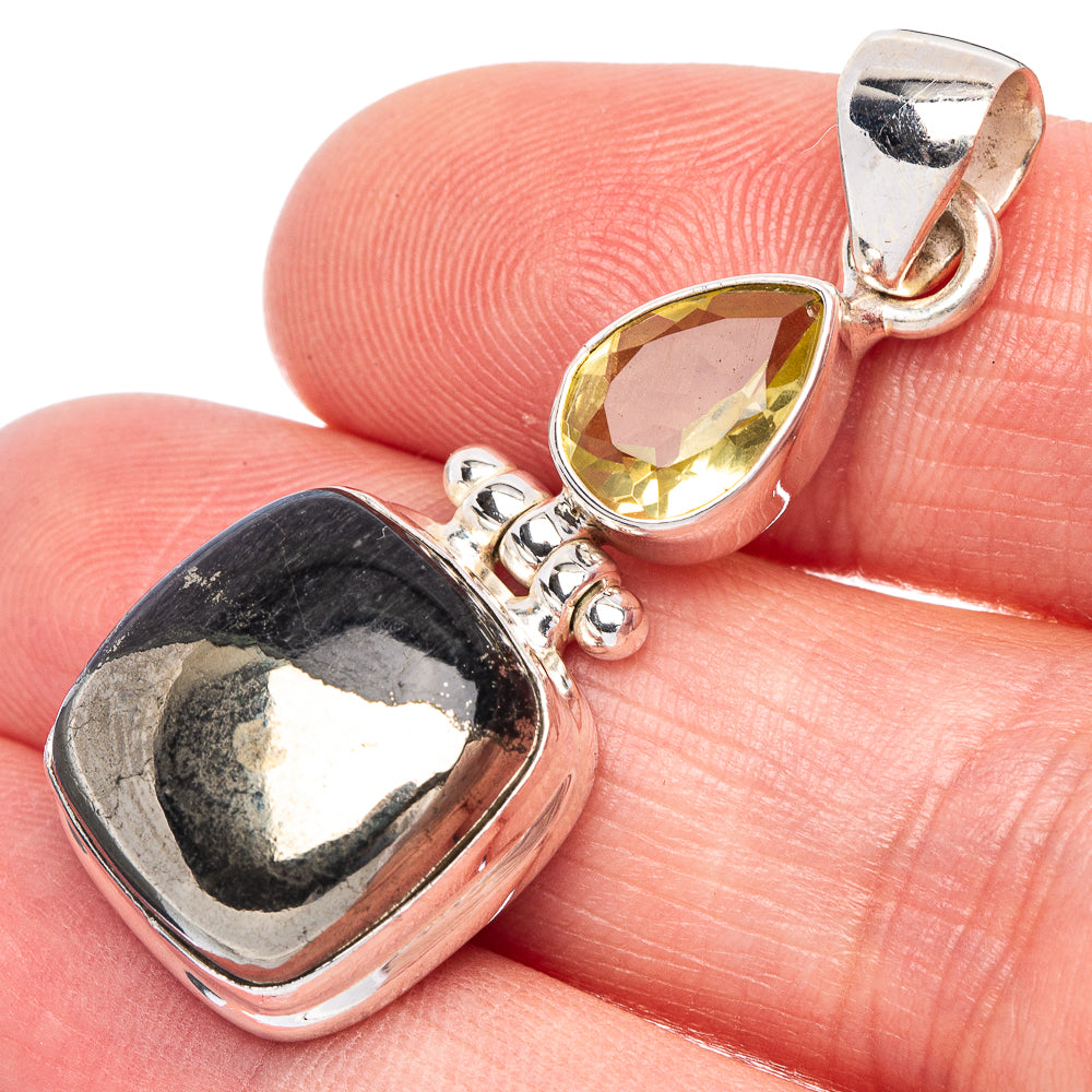 Magnetite Pyrite Pendant 1 5/8" (925 Sterling Silver) P41009