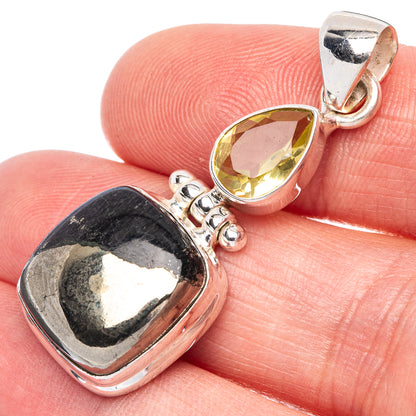 Magnetite Pyrite Pendant 1 5/8" (925 Sterling Silver) P41009