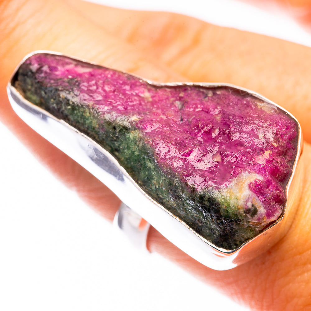 Large Raw Ruby Zoisite Ring Size 8 (925 Sterling Silver) R141449
