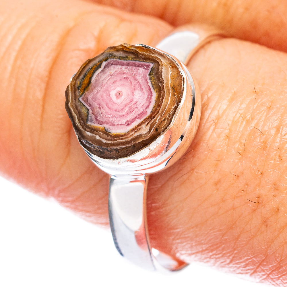 Rare Rhodochrosite Stalactite Ring Size 10 (925 Sterling Silver) R2788