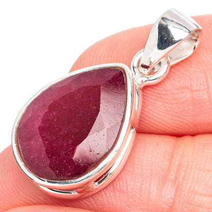 Red sillimanite pendant in 925 sterling silver, teardrop stone with bail