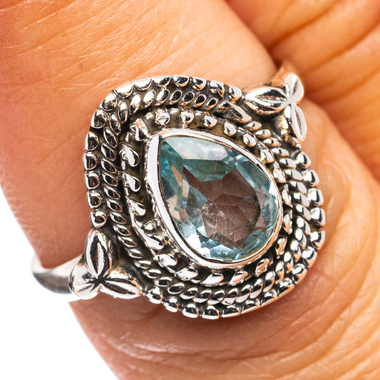 Blue Topaz Ring Size 7 (.925 Sterling Silver)