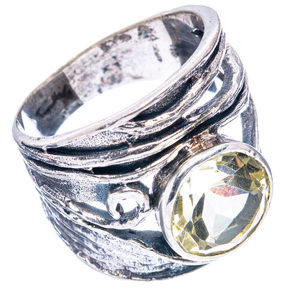 (Classic Series) Lemon Quartz Ring Size 7.5 (.925 Sterling Silver)