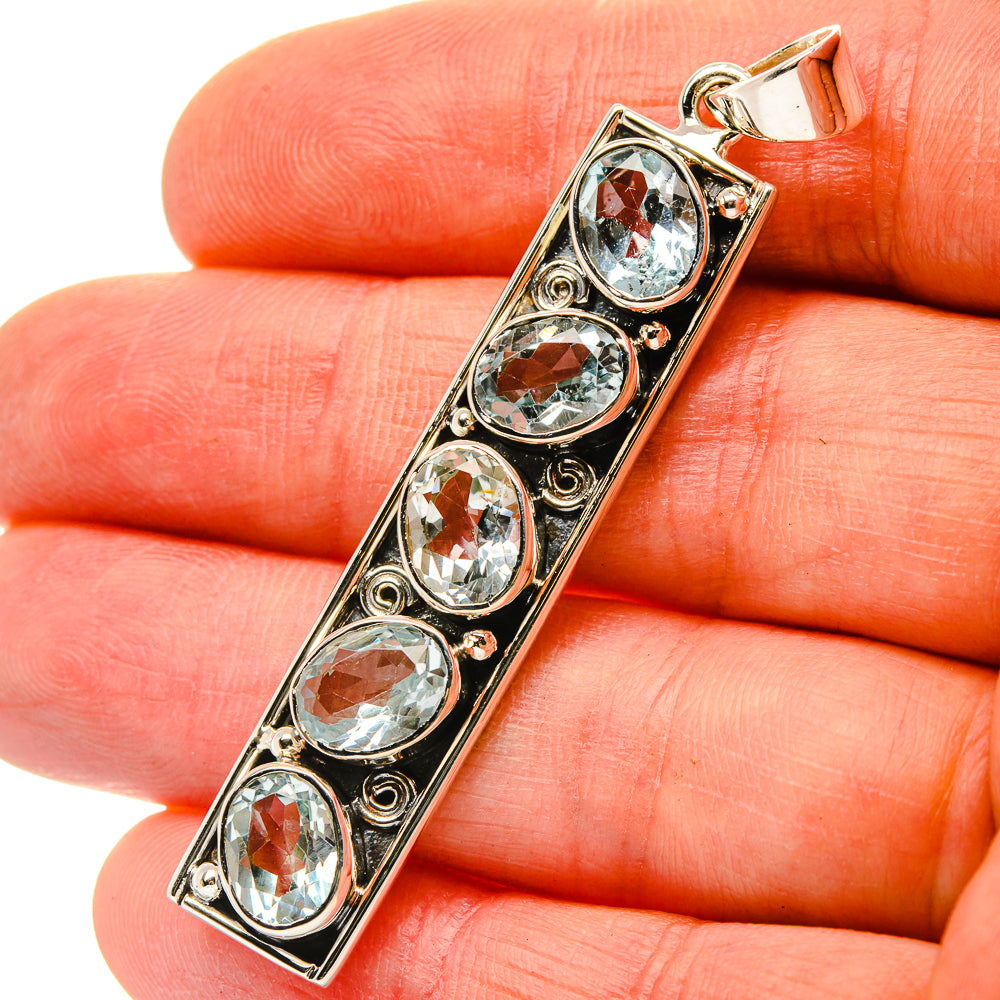Signature Blue Topaz Pendant 2 1/4" (925 Sterling Silver) PD37861