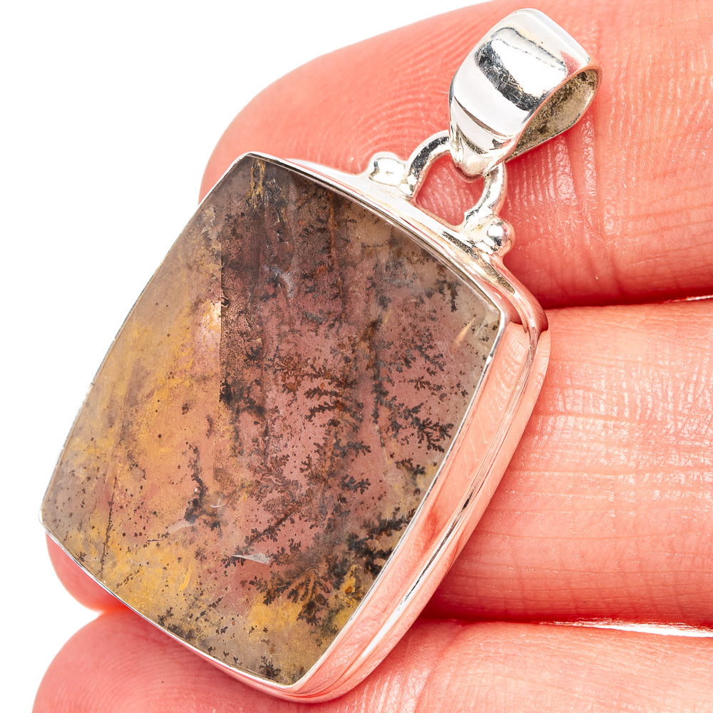 Russian Dendritic Scenic Agate Pendant 1 3/8" (.925 Sterling Silver)