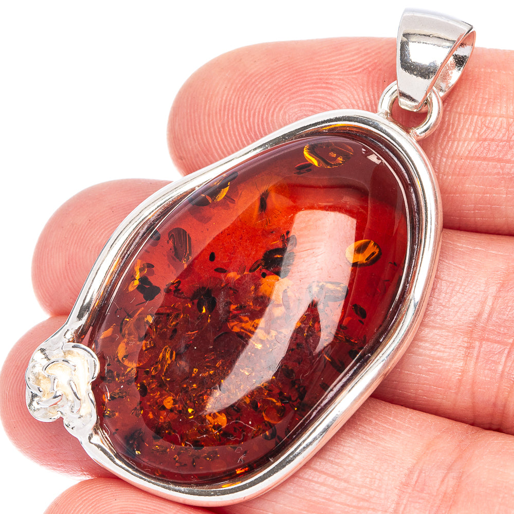 Ana Silver Co Baltic Amber Pendant 1 7/8" (925 Sterlnig Silver)