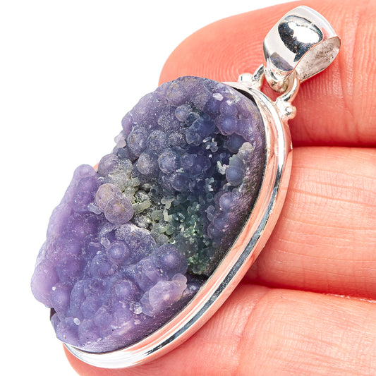 Grape agate druzy pendant with .925 sterling silver bezel and top loop bail
