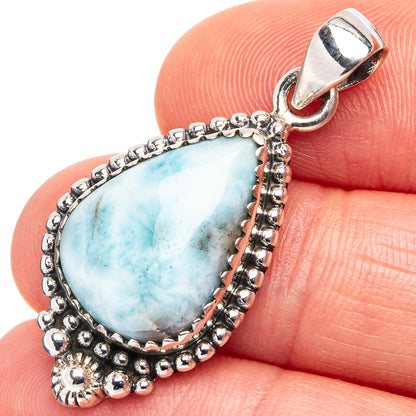 Rare Larimar Pendant 1 3/8" (.925 Sterling Silver)