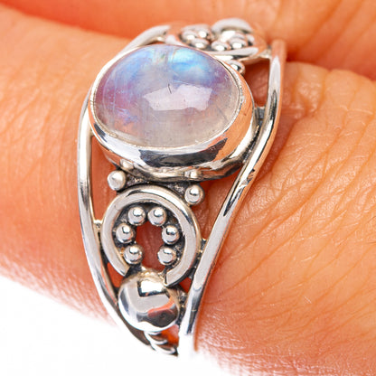Rainbow Moonstone Dainty Ring Size 7.25 (925 Sterling Silver) R145003