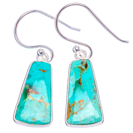 Turquoise dangle earrings with triangular turquoise stone and .925 sterling silver ear wires