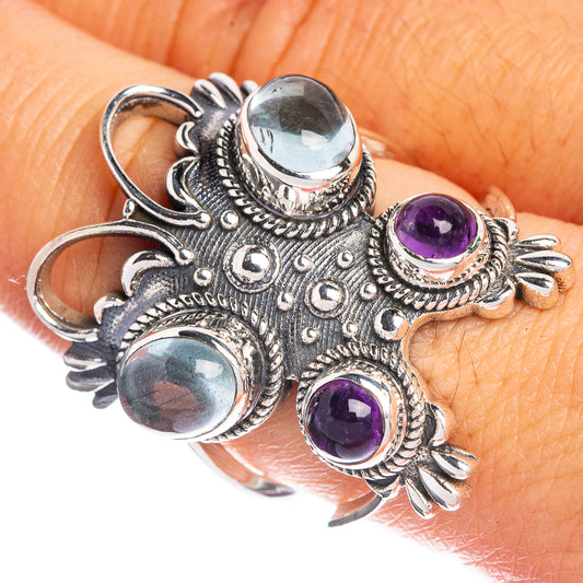 Large Aquamarine, Amethyst Ring Size 8.75 (925 Sterling Silver) R144371