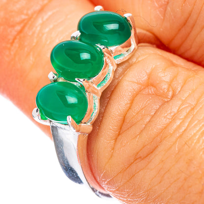Green Onyx Dainty Ring Size 8.75 (925 Sterling Silver) R5189
