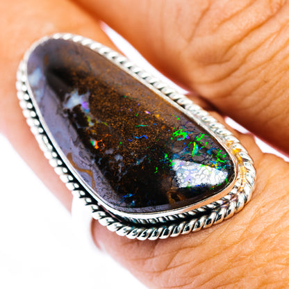 Premium Australian Boulder Opal  Ring Size 9 (.925 Sterling Silver)
