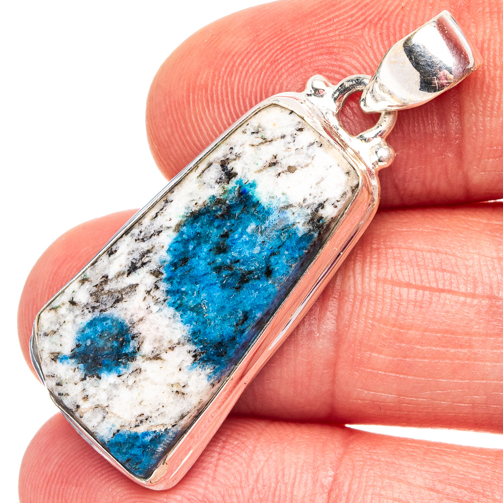 K2 Blue Azurite Pendant 1 1/2" (.925 Sterling Silver)