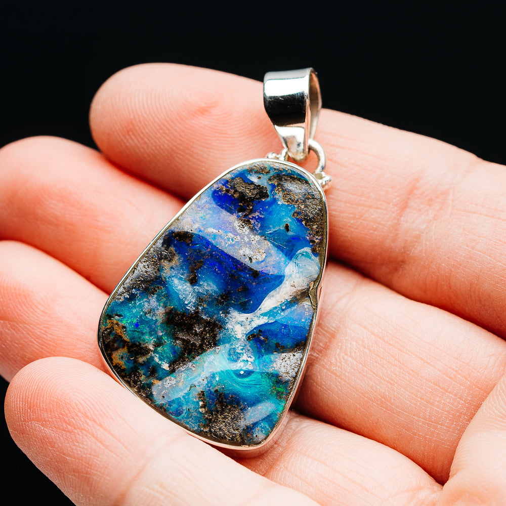 Premium Australian Boulder Opal Pendant 1 7/8" (.925 Sterling Silver)