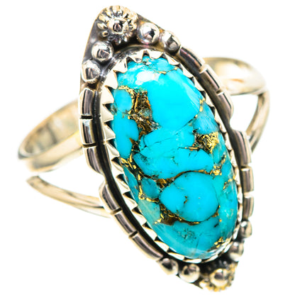 Blue Copper Composite Turquoise 925 Sterling Silver Ring Size 10 (925 Sterling Silver) RING139527