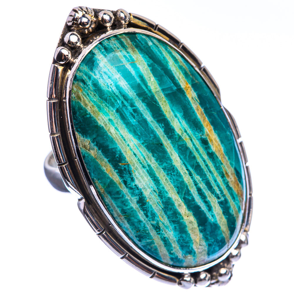Huge Amazonite 925 Sterling Silver Ring Size 9.75