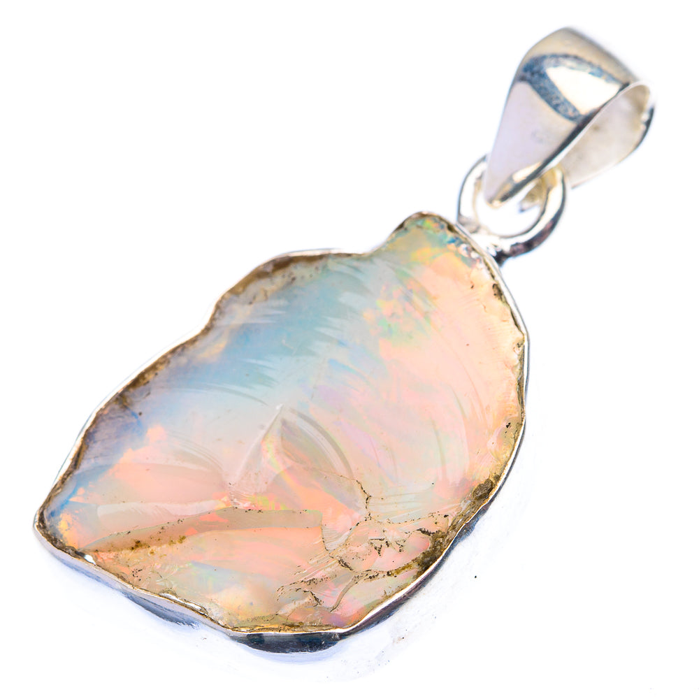 Heart-shaped raw Ethiopian opal pendant, 925 sterling silver bezel and top bail