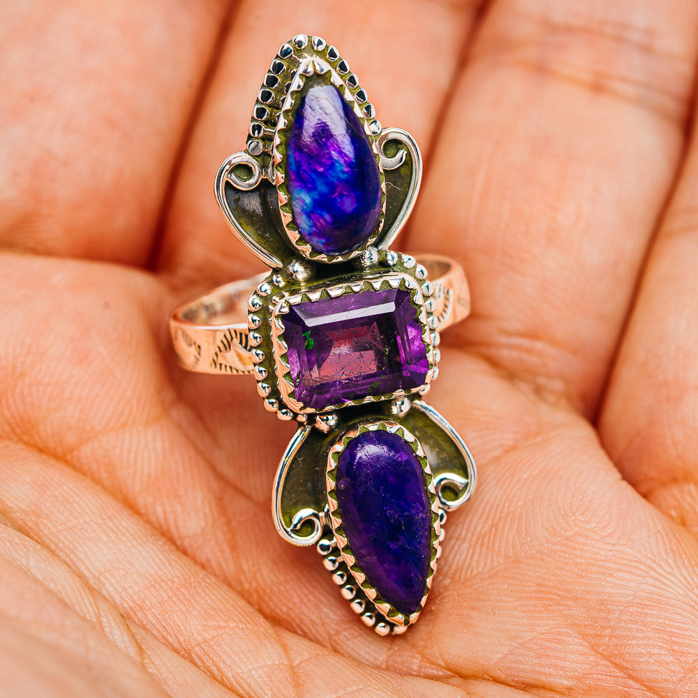 Premium Southwestern Style Sugilite, Amethyst Ring Size 8 (.925 Sterling Silver)
