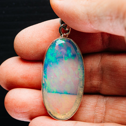 17.65ct Ethiopian Water Opal Pendant 2" (.925 Sterling Silver)