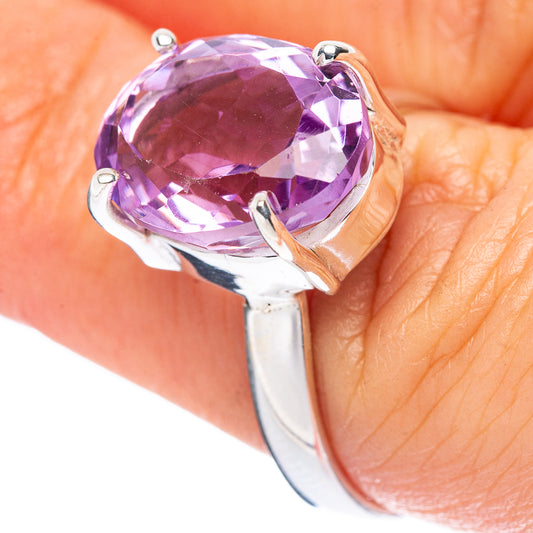 Faceted Amethyst Ring Size 7.75 (925 Sterling Silver) R4519