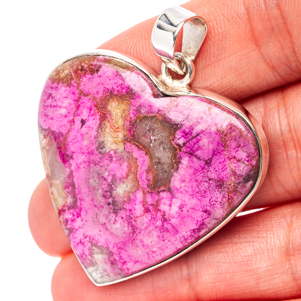 Premium Cobalto Calcite Heart Pendant 1 3/4" (.925 Sterling Silver)