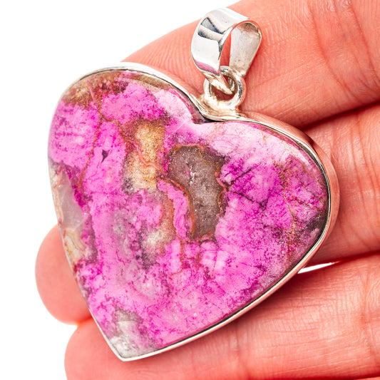 Premium Cobalto Calcite Heart Pendant 1 3/4" (.925 Sterling Silver)