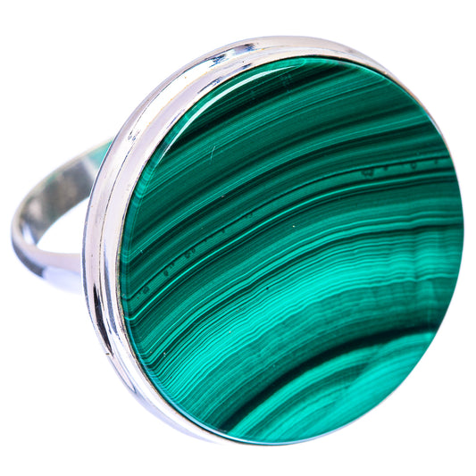 Large Malachite Coin Ring Size 10 (925 Sterling Silver) R140816