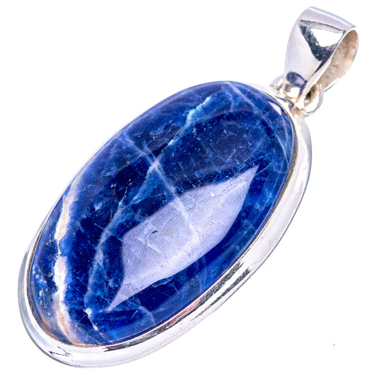 Sodalite oval pendant in .925 sterling silver bezel, with bail loop