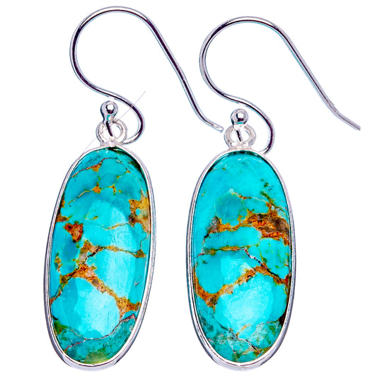 Turquoise teardrop earrings with .925 sterling silver hooks, oval drops