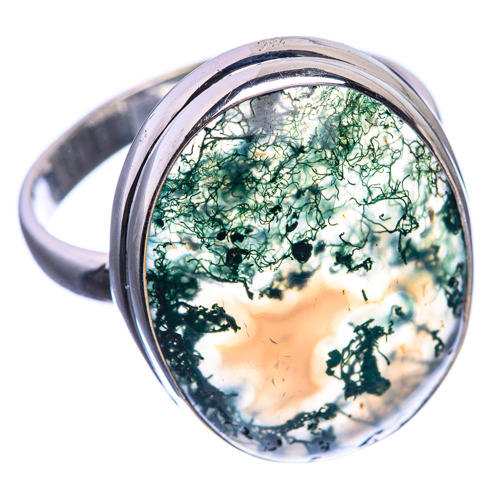 Green Moss Agate 925 Sterling Silver Ring Size 10.25
