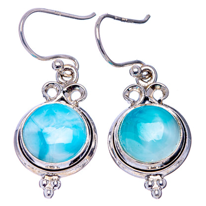 Rare Larimar Earrings 1 3/8" (.925 Sterling Silver)