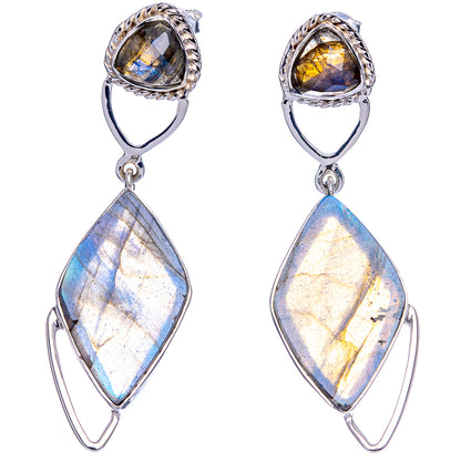 Signature Labradorite Earrings 2 1/4" (925 Sterling Silver) E1175
