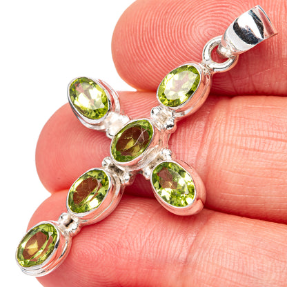 Peridot Cross Pendants 1 5/8" (925 Sterling Silver) P42363