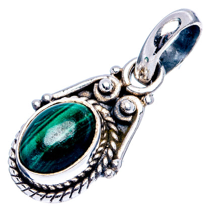 Malachite Dainty Pendant 7/8" (.925 Sterling Silver)