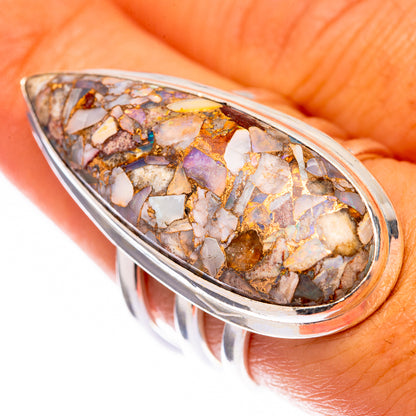 925 sterling silver teardrop ring with brecciated opal mosaic