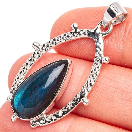 Labradorite 925 Sterling Silver Premium Pendants 1 5/8" (925 Sterling Silver) P43752