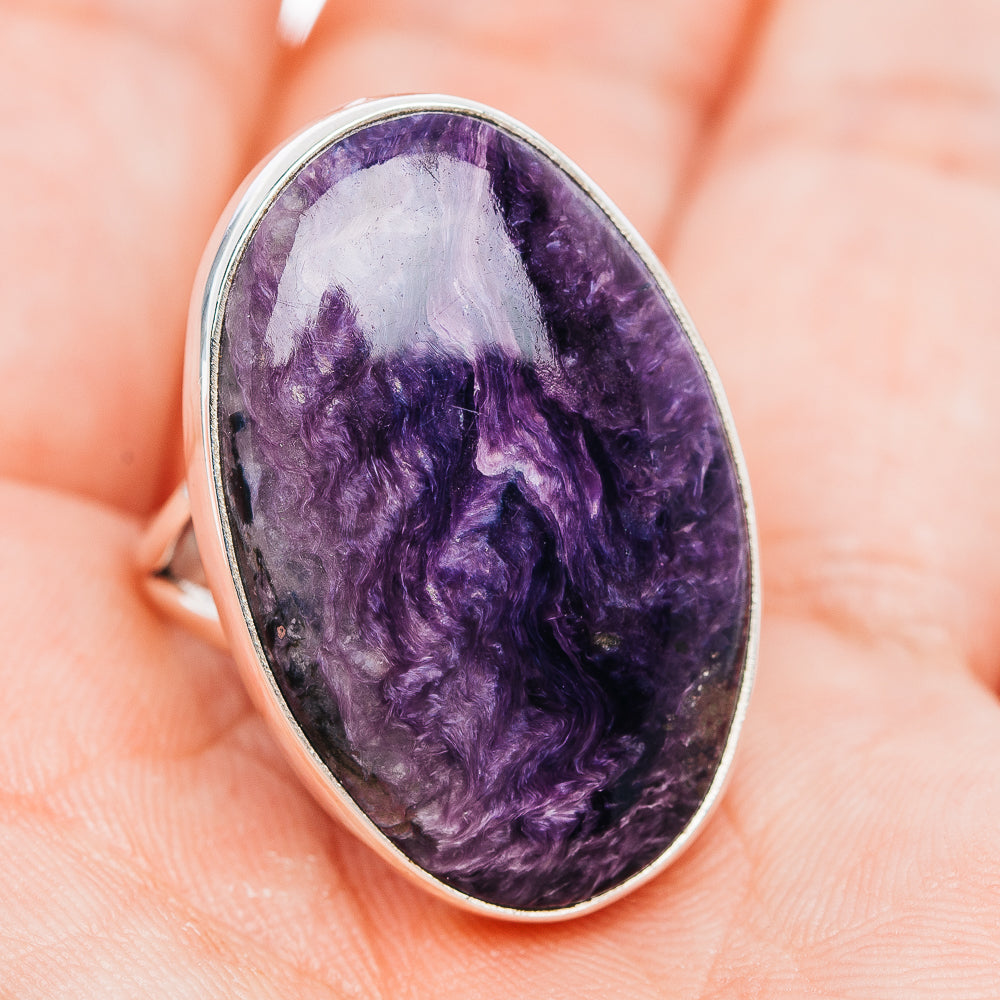 Premium Charoite Ring Size 9.75 (.925 Sterling Silver)