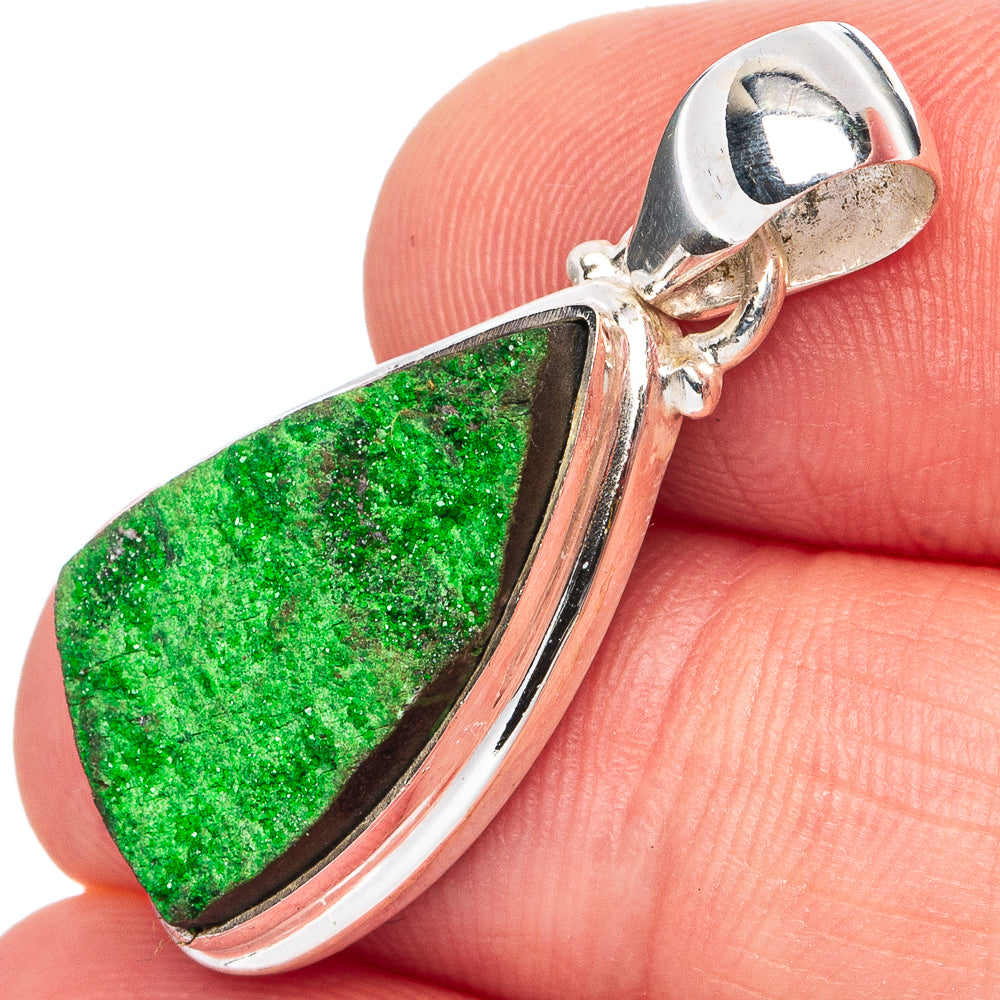 Rare Uvarovite Garnet Pendant 1 3/8" (.925 Sterling Silver)
