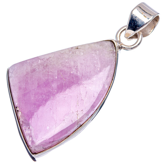Purple kunzite teardrop pendant in .925 sterling silver frame, top bail loop