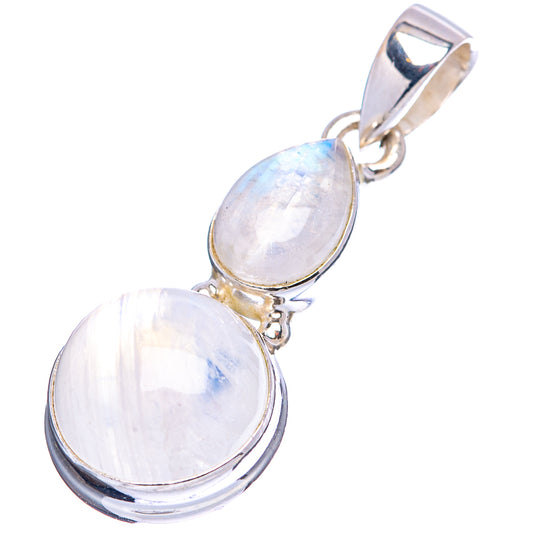 Sterling silver moonstone pendant with two oval iridescent cabochons and bail