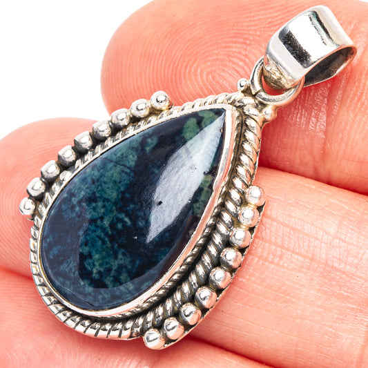 Blue Slag Pendant 1 3/8" (925 Sterling Silver) P43913