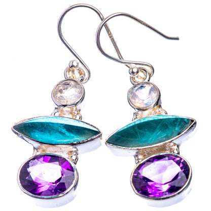 Labradorite, Amethyst, Rainbow Moonstone Earrings 1 5/8" (925 Sterling Silver) E432442