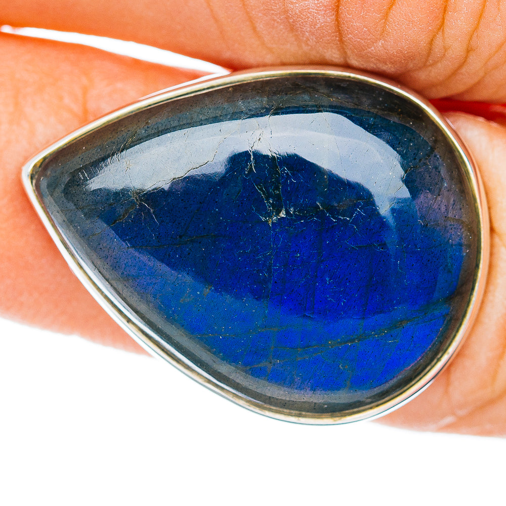 Premium Labradorite Ring Size 6.75 Adjustable (.925 Sterling Silver)