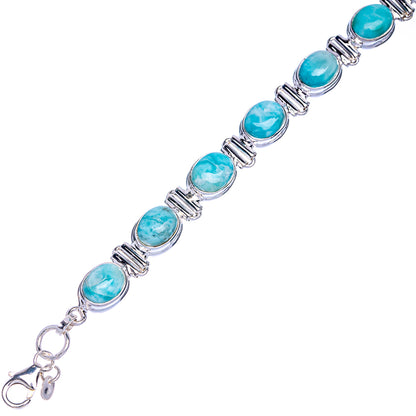 Larimar Bracelets 6 3/4 To 8 1/8" (925 Sterling Silver) B90322