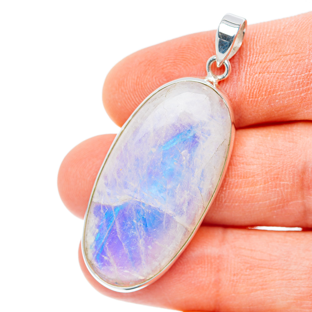 Premium Rainbow Moonstone Pendant 2" (.925 Sterling Silver) Carat