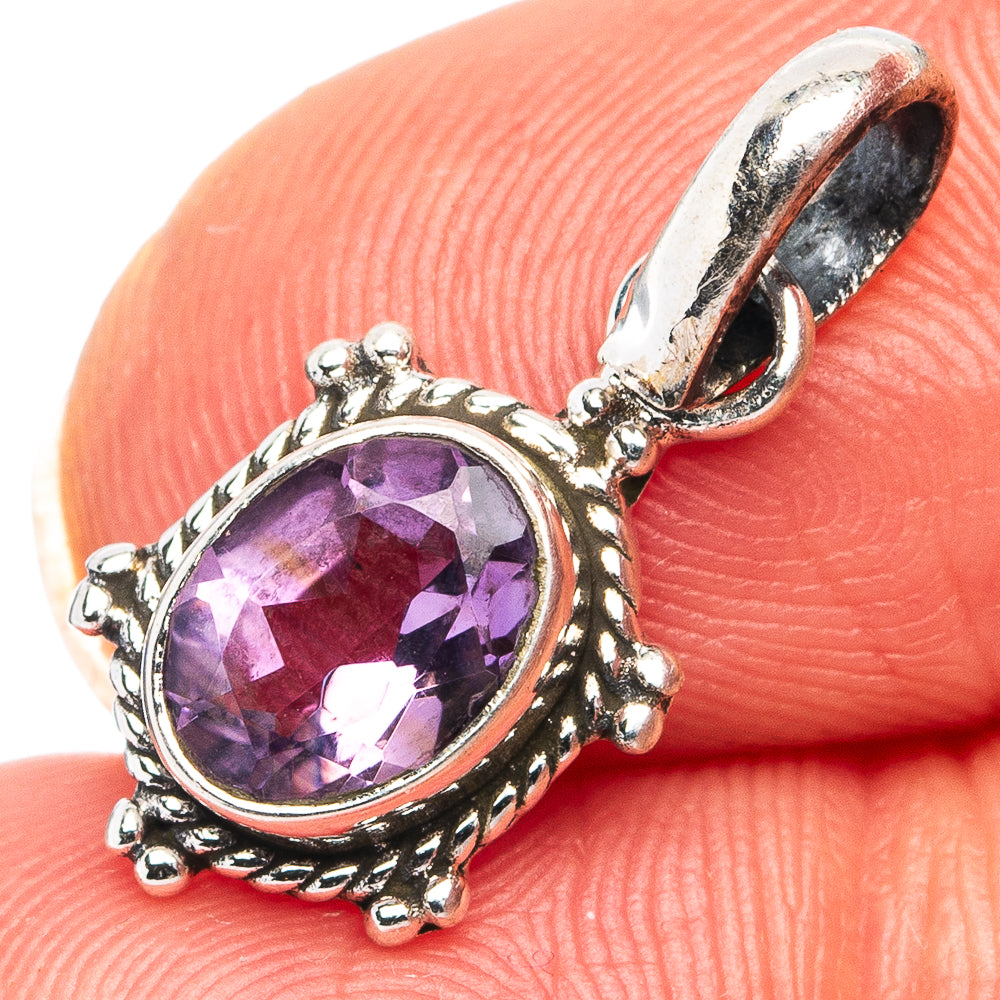 Amethyst Dainty Pendant 7/8" (.925 Sterling Silver)