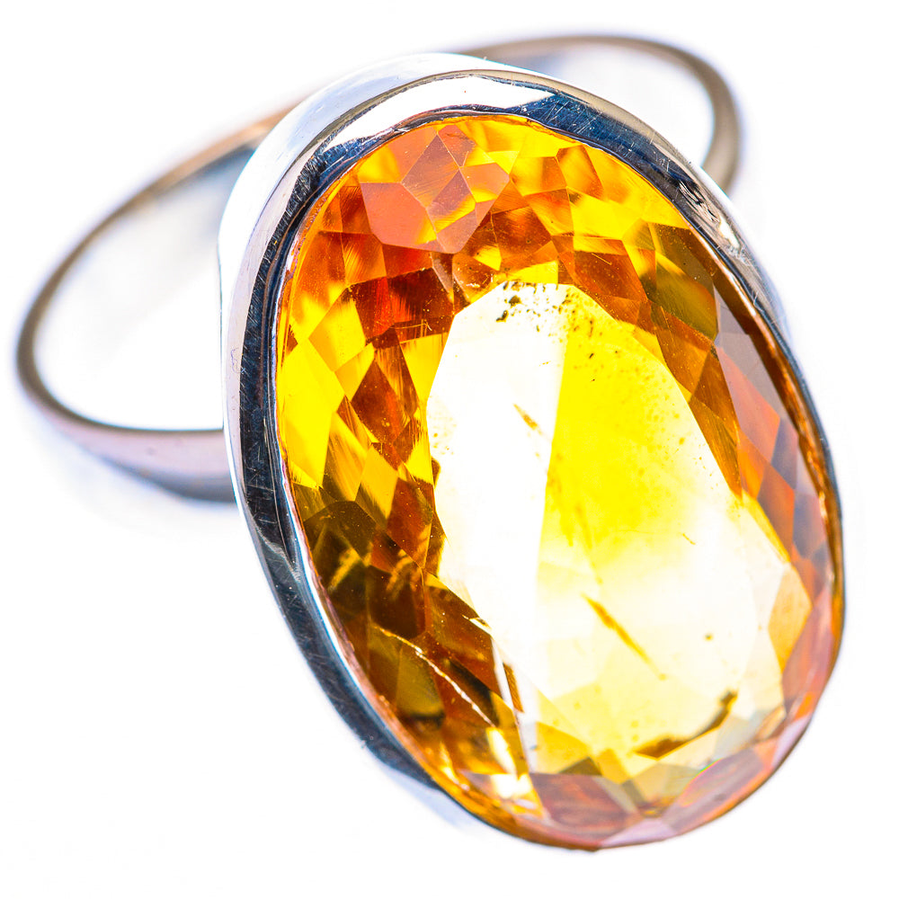 Large Faceted Citrine Ring Size 10.75 (925 Sterling Silver) RING140028