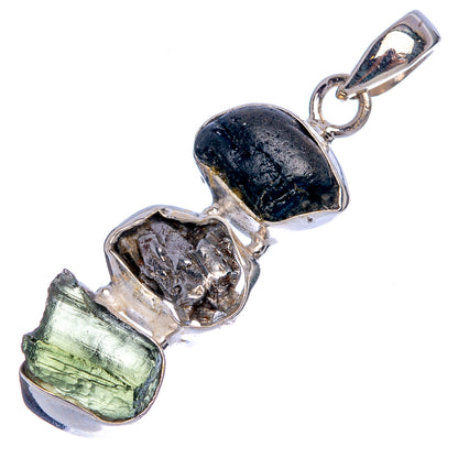 Rare Czech Moldavite, Pyrite, Tektite Pendant 1 3/4" (925 Sterling Silver) P40421