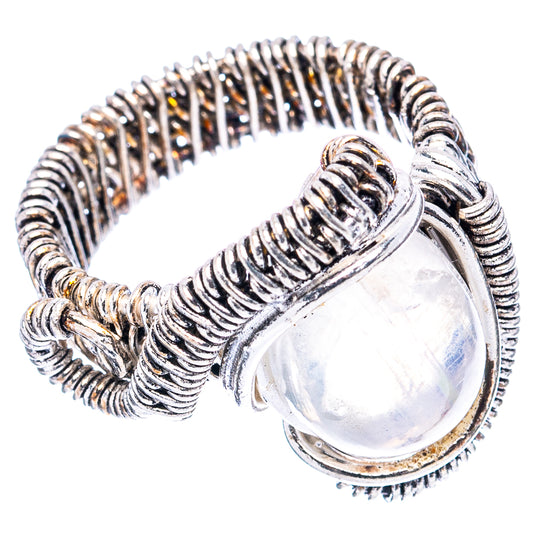 Sterling silver moonstone ring with oval rope-wrapped bezel and open band view